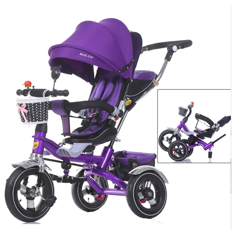 Swivel Seat Baby Tricycle Stroller Shockproof Removable Folding Baby Children Tricycle Bicycle Bike  Pram Bike