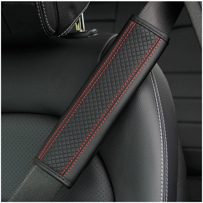 

1Pcs Soft Leather Embossed Seat Belt Shoulder Pads To Protect The Driver's Shoulders Car Seat Cover Decoration Accessories