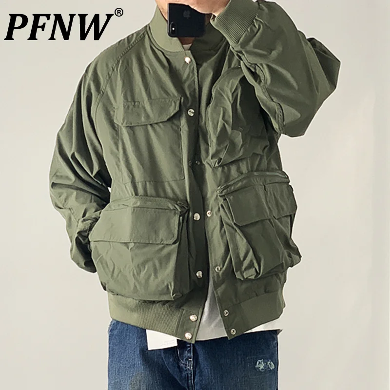 

Мужская куртка с мешковатым воротником PFNW, однотонная функциональная куртка харакудзю с множеством карманов, весна-лето 12A8797