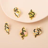 snake animal botany cute japanese pin accessories minority metal badge schoolbag pen bag decoration collar pin buckle brooches