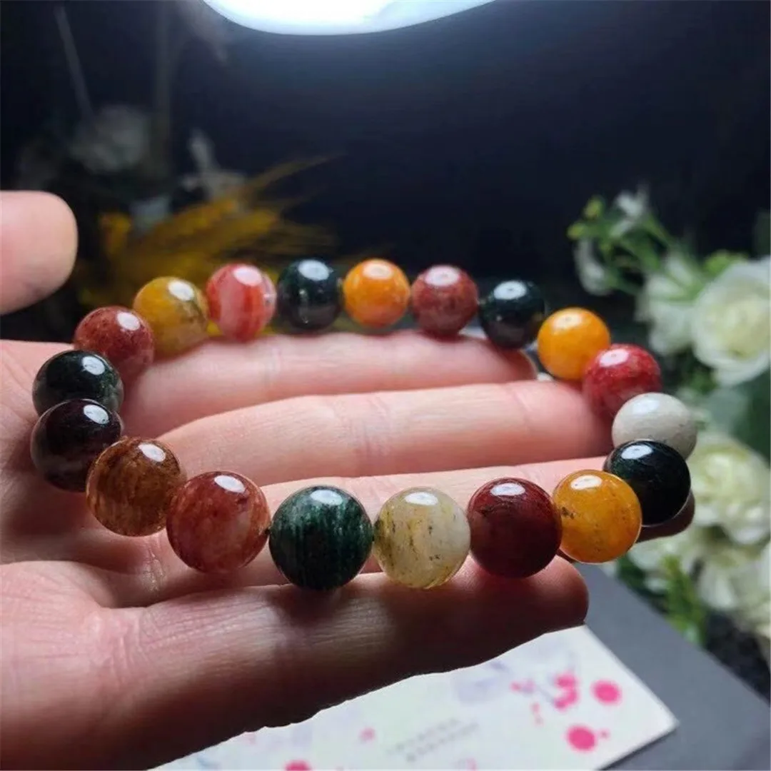 

11mm Natural Colorful Phantom Quartz Bracelet For Women Men Wealth Beauty Love Gift Crystal Gemstone Beads Strands Jewelry AAAAA