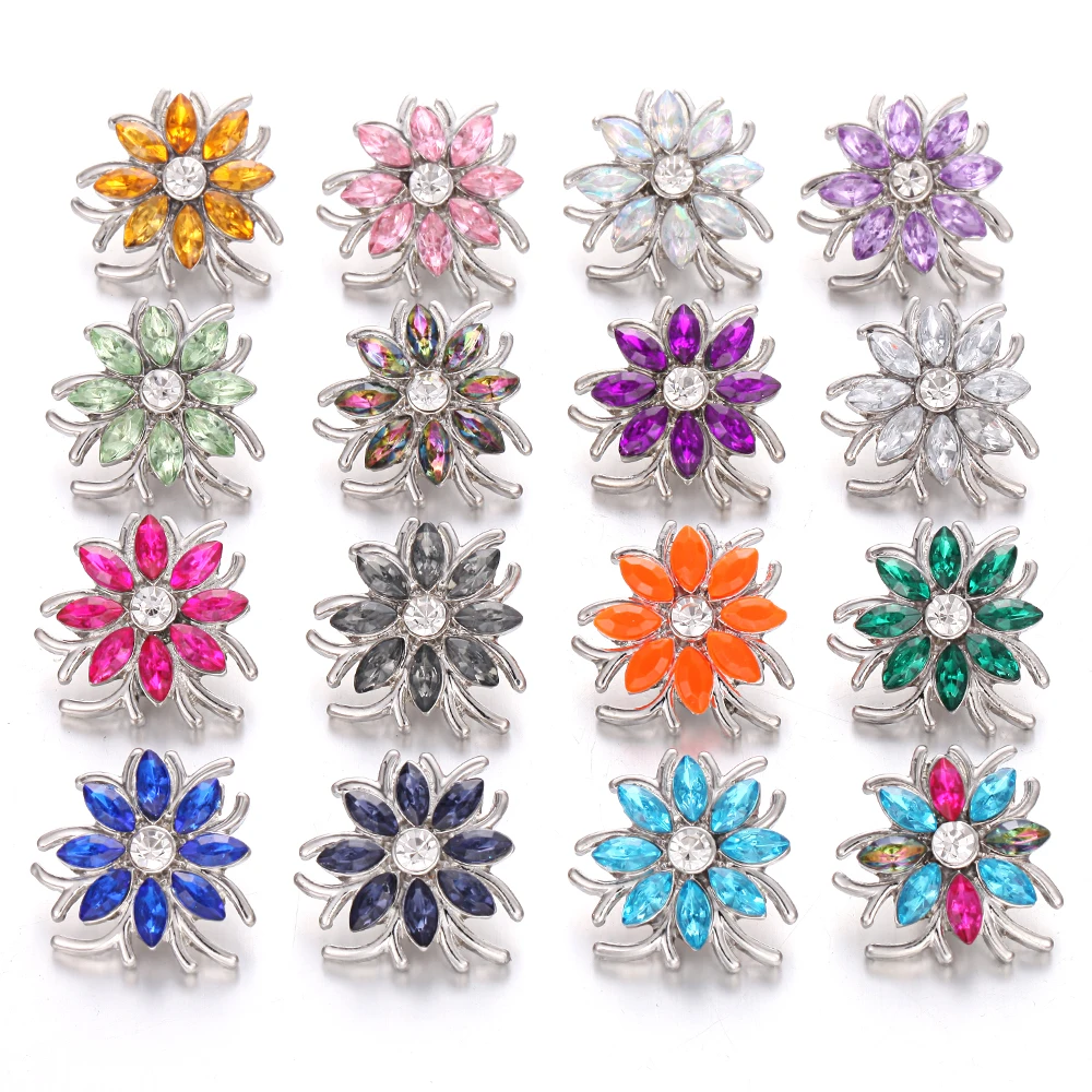 5 шт./партия ювелирное изделие 18 мм кнопки горный хрусталь металлический цветок