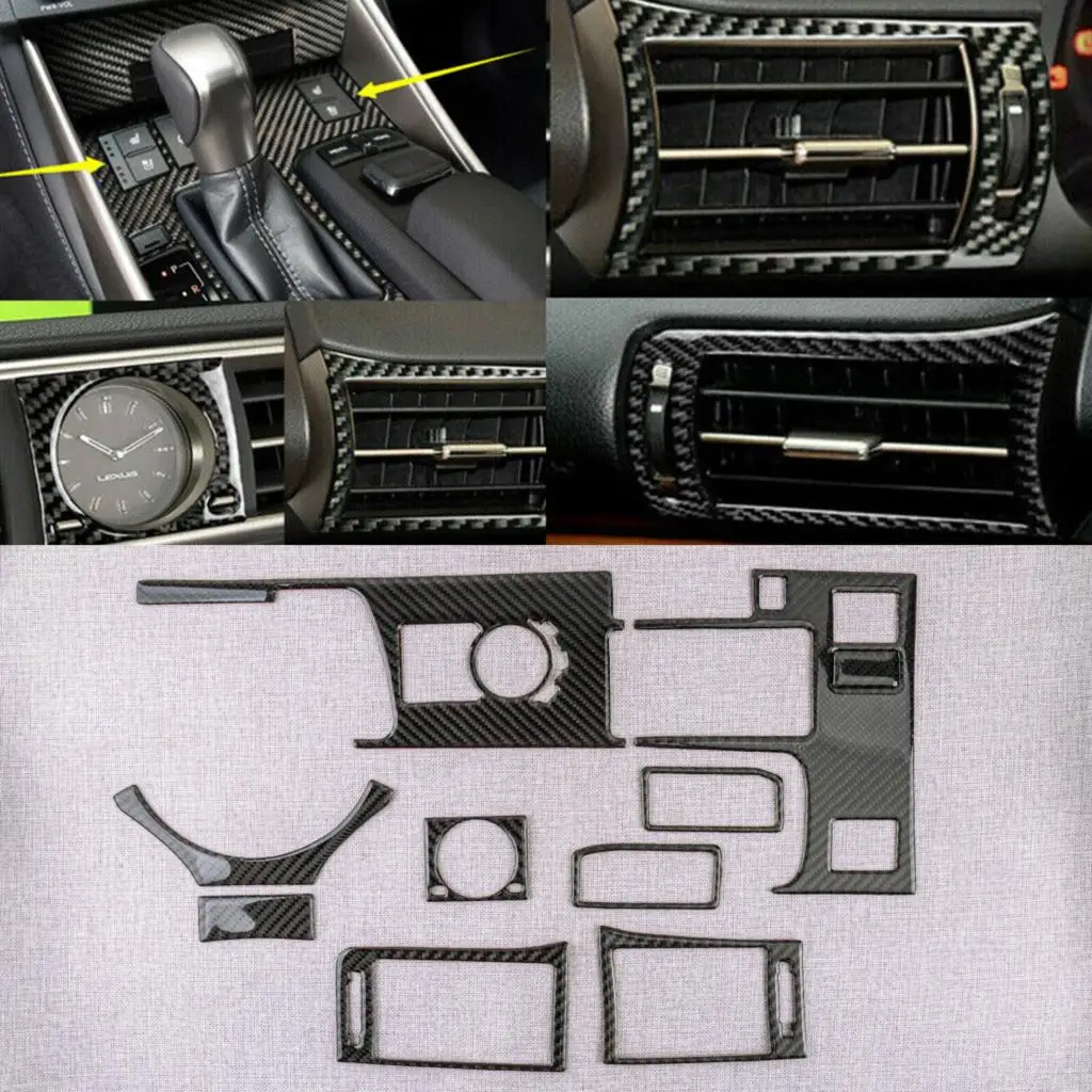 9Pcs Carbon Fiber Black Full interior Cover Trim Set Fit For Lexus Is250 Is350 2018 2017 2016 2015 2014