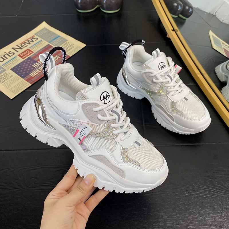 Women's Shoes Sports Shoes Heightening Shoes Thick Soled Casual Shoes Small White Shoes Mesh Breathable Summer Sports Sneakers