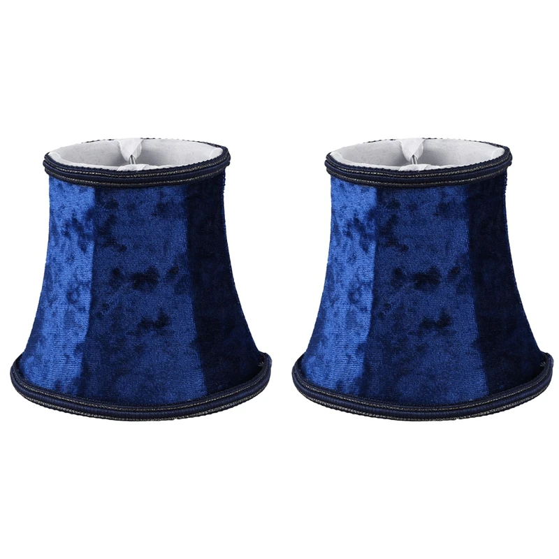 

2X Fabric Clip On Lamp Shade, E14 Handmade Lampshade For Wall Sconce Lamp, With Blue Flannel Decor(Dark Blue)