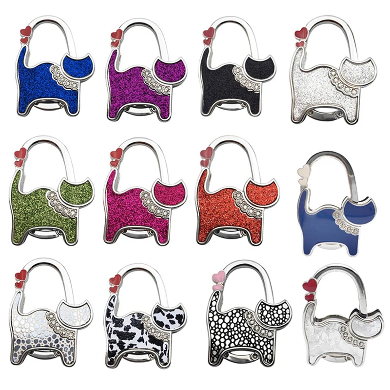 

New Bag Cat Shape Design Folding Handbag Purse Bag Cloth Hanger Durable Table Hooks For Handbag Decoration Women Bag Organizer