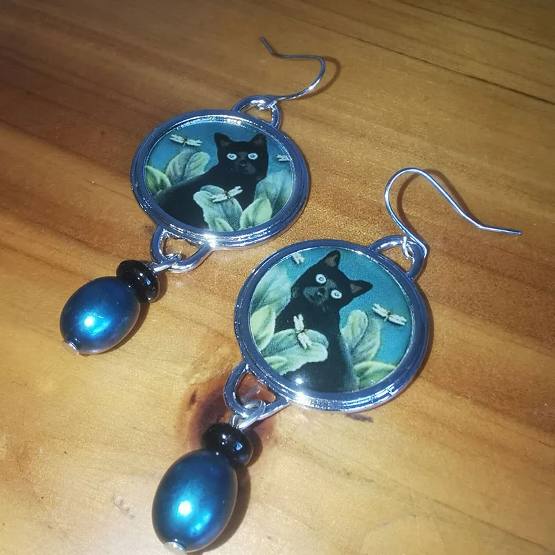 Женские серьги-подвески в виде таинственного черного кота креативное Ювелирное