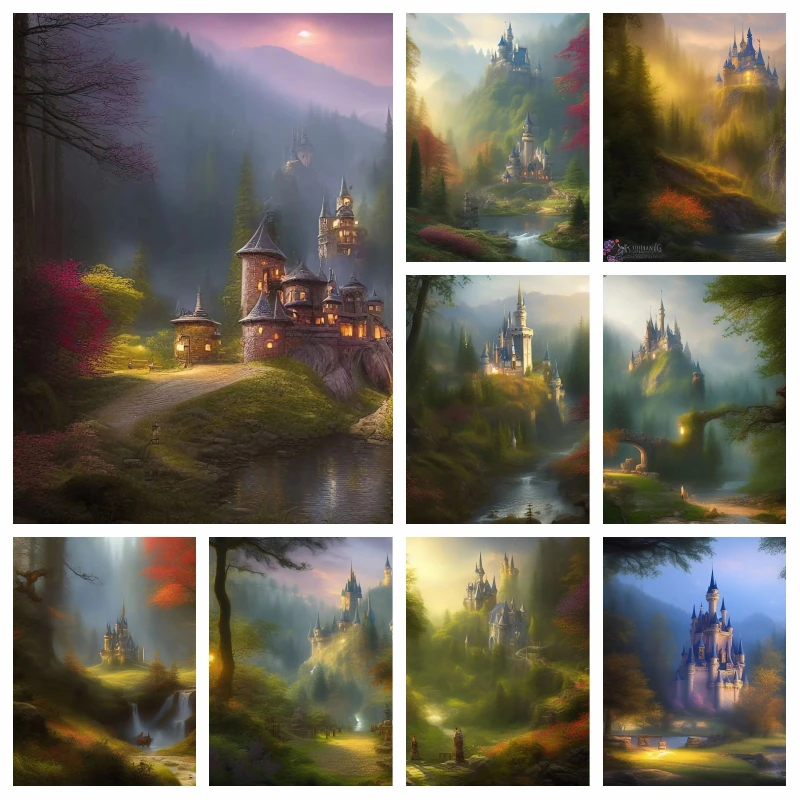 Fantastic Forest Castle 5D diamond painting Cross stitch kit Embroidery diamond Embroidery diamond home and decoration
