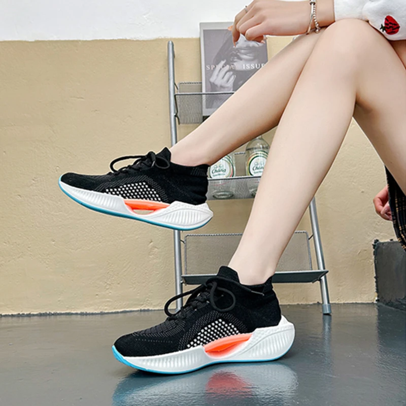 

New Women Sneakers Sock Shoes Casual Shoes Flat Breathable Lightweight Female Running Shoes Women Shoes Outdoor Walking Sneakers