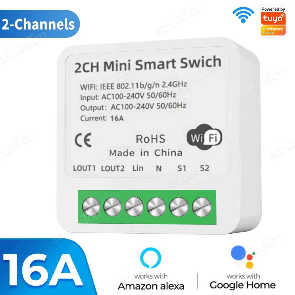 

SZKOSTON 2CH Wi-Fi умный выключатель 16A