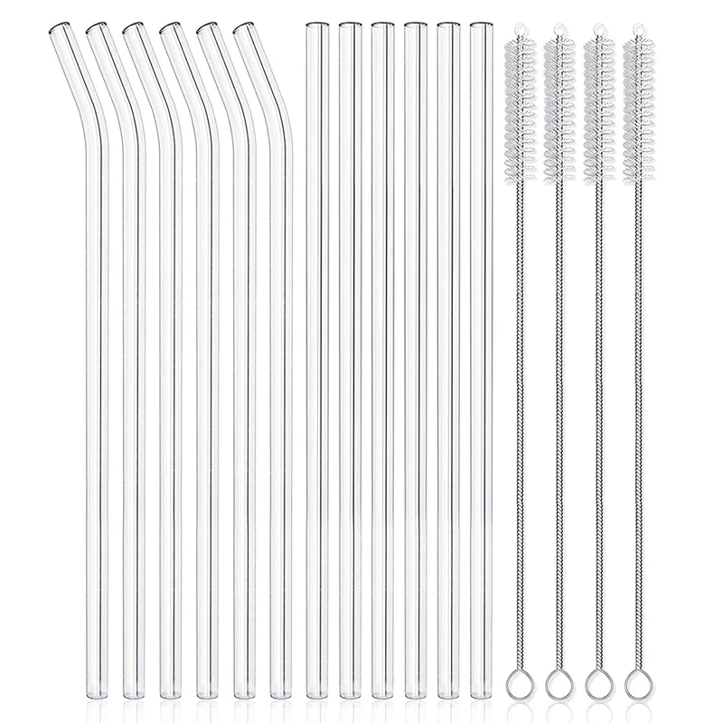 

Многоразовые стеклянные соломинки, стеклянная Питьевая соломинка, идеально подходит для смузи, молочных коктейлей, чая, сока, можно мыть в п...