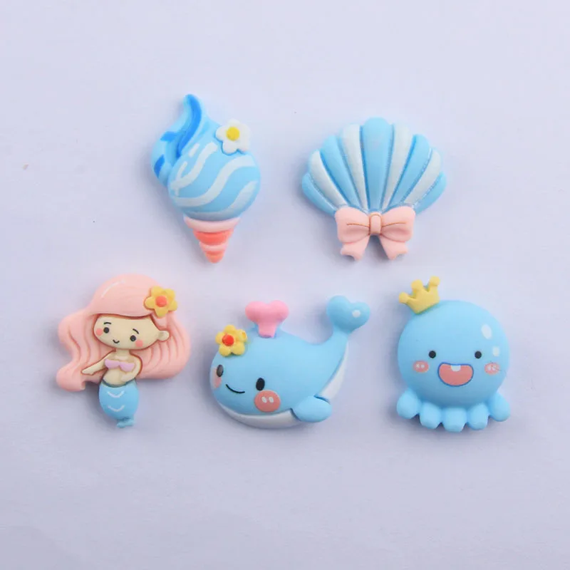 

Аксессуары Deocration резиновые кабошоны из смолы 10 шт. кавайные Мультяшные синие русалки Dolpin Seashell Chams украшения для детей