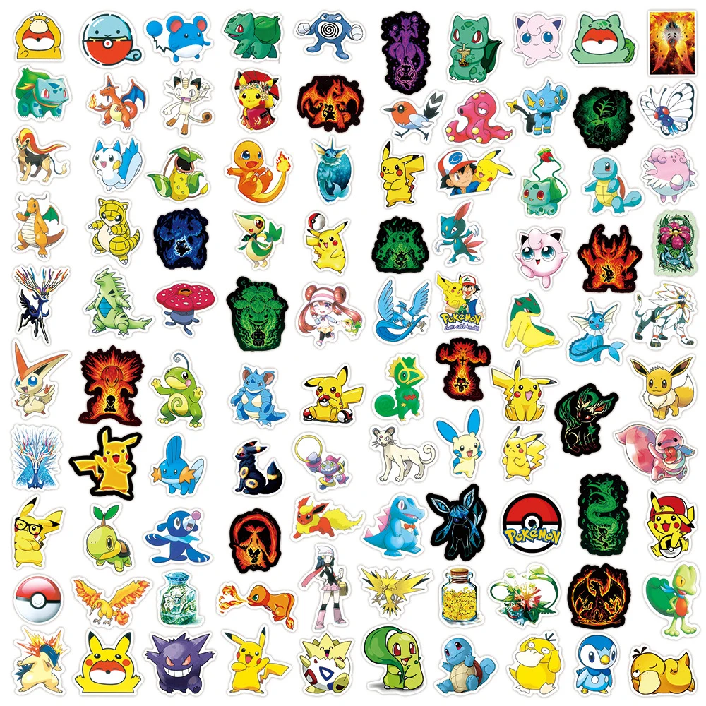 10/30/50/100psc Cartoon Anime Pokemon Pikachu Eevee Stickers Waterproof Guitar Skateboard Laptop Decal Graffiti Stickers Kid Toy images - 6