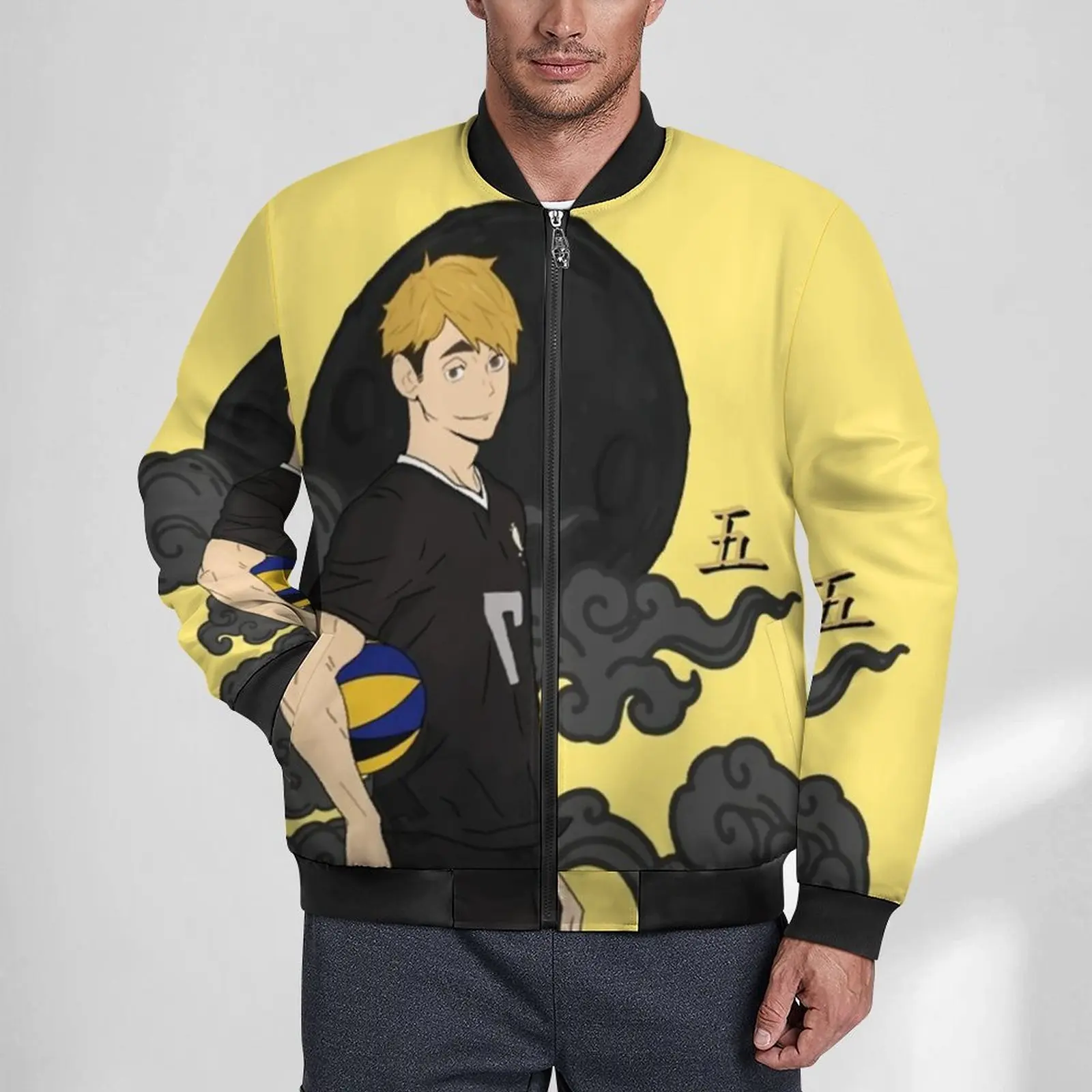 

Miya Atsumu Casual Jackets Haikyuu Anime Waterproof Windbreakers Men Graphic Coats Winter Vintage Loose Jacket Big Size