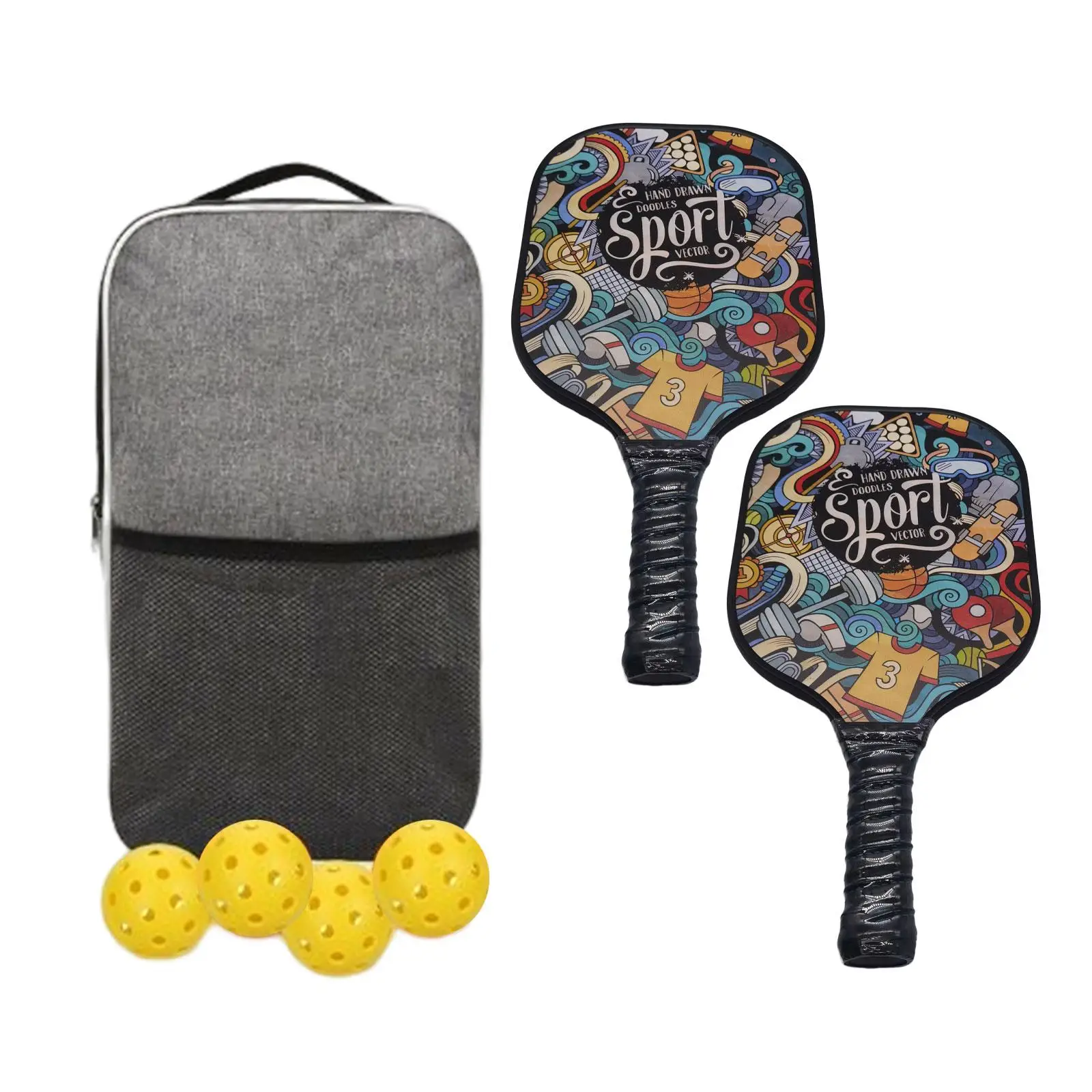 

Pickleball Paddle Set with 2 Rackets 4 Balls Edge Guard and Carry Bag Fiberglass Rackets Pickle Ball Paddle Pickleball Racquets