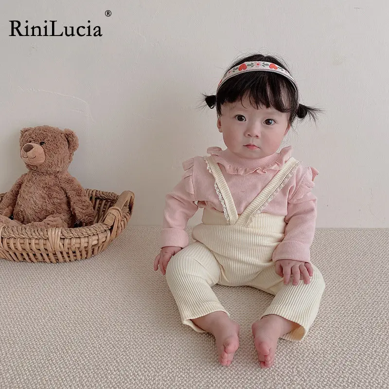 

RiniLucia 2022 Infant Kids Overalls Skinny Pants Newborn Baby Boys Girls Ribbed Jumpsuit Baby Clothing Leggings Girls Clothes