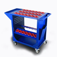 BT40 CNC Tool Trolley Cart 35 Capacity Tooling Blue 40 Taper Tool Holders Shelf Cart with Two Swivel Two Fixed Casters