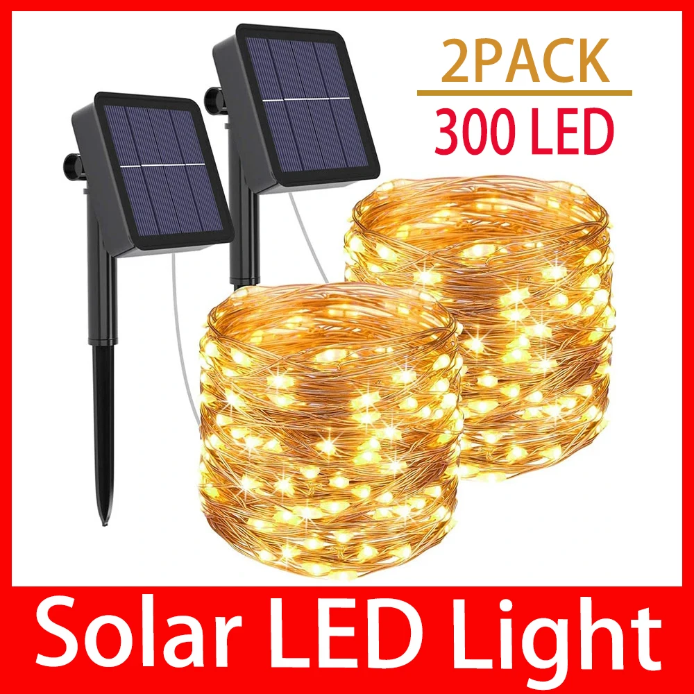 5M-32M Outdoor Solar LED Copper Wire Fairy Light Waterproof 8 Modes for Garden Festive Wreath Christmas Decoration