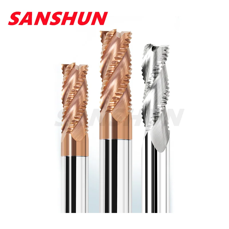 

Milling cutter Roughing End Mill Solid Carbide 3 Flutes 4 Teeth for Steel Iron Aluminum Fiberglass Acrylic Wood Copper Plastic