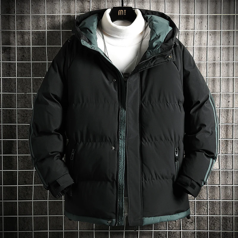 2022 New Winter Korean Style Men Cotton-padded Coat Thick Hooded Jacket Male Couple's High-necked Overcoat Men's Clothing M-6XL