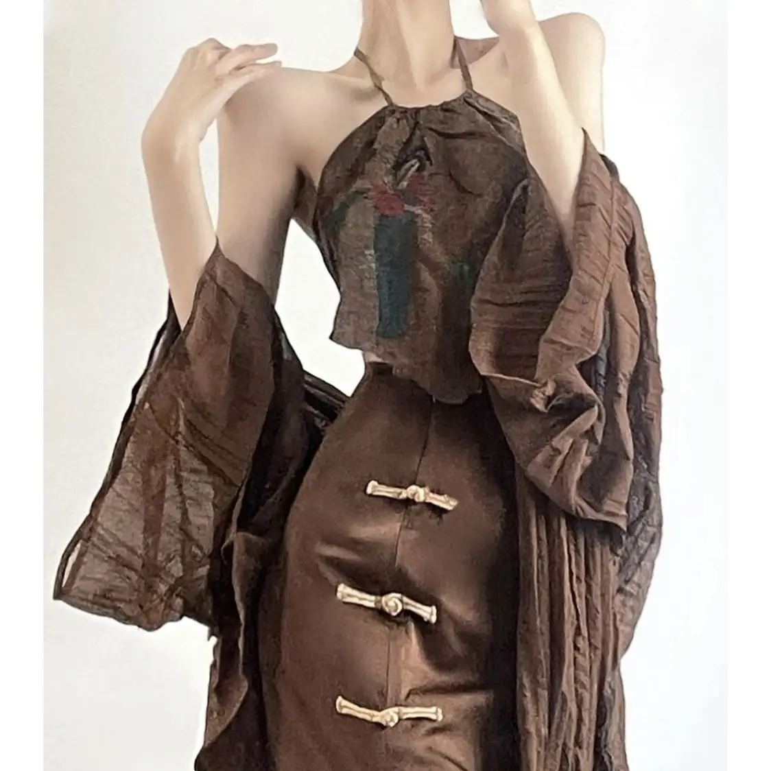 Женский костюм-тройка в стиле ретро Свободный Летний кардиган с вырезом-лодочкой