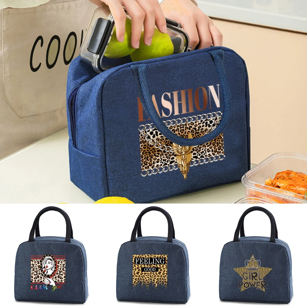 

1 Pc Cartoon Leopard Lunch Bag Women Fresh Cooler Bags Portable Zipper Thermal Lunch Bag Tote Food Bag New High Capacity Handbag