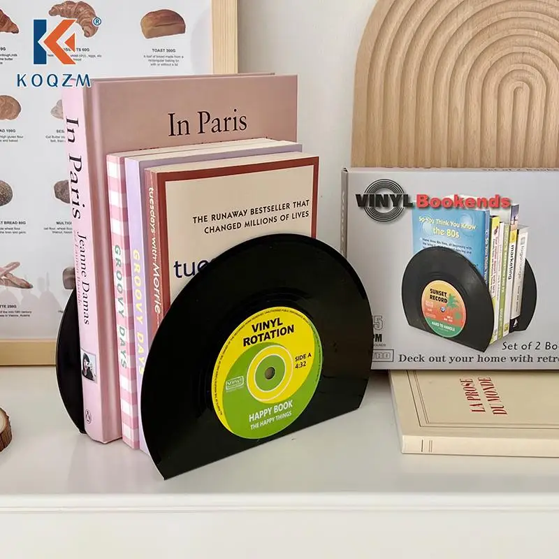 

New Arrival ABS Vinyl CD Bookends Creative Record Bookstand Desktop Decoration Vintage Partition Bookcase