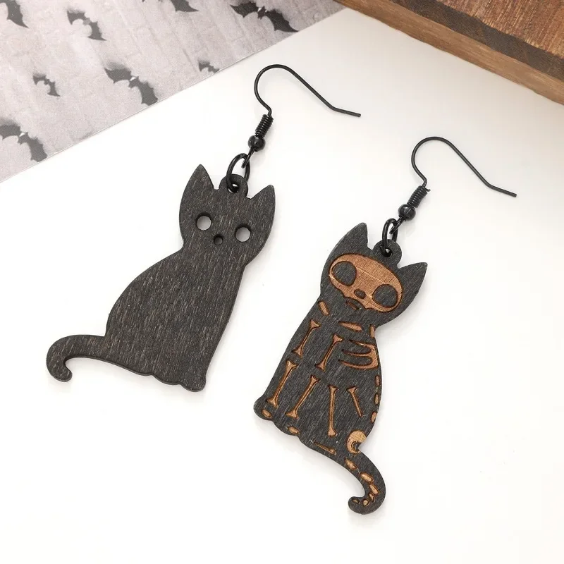 Новинка 2024 г. милые Мультяшные серьги Kuromi в виде черной кошки призрака Хэллоуина