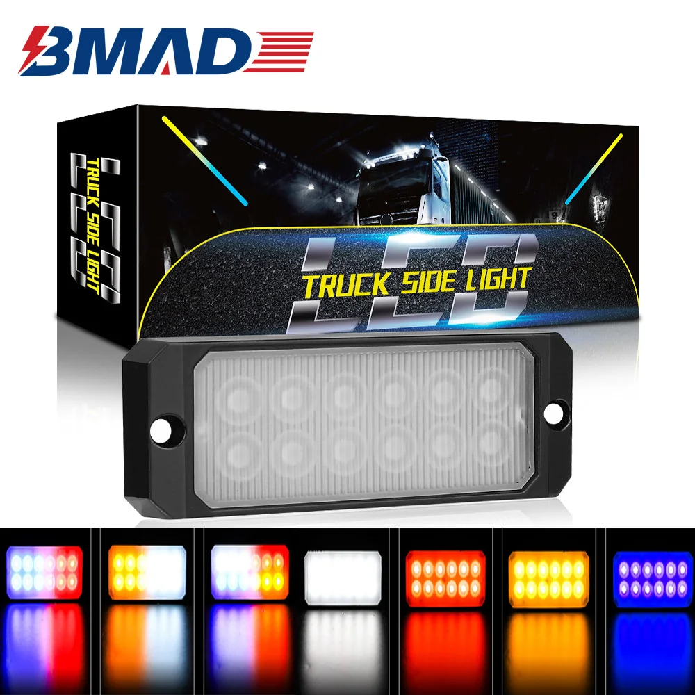 

BMAD 12 LED Truck Strobe Lights Warning Side Marker Light 12V 24V Auto Lamp Fireman Flasher Fso Flashlight Car Accessories