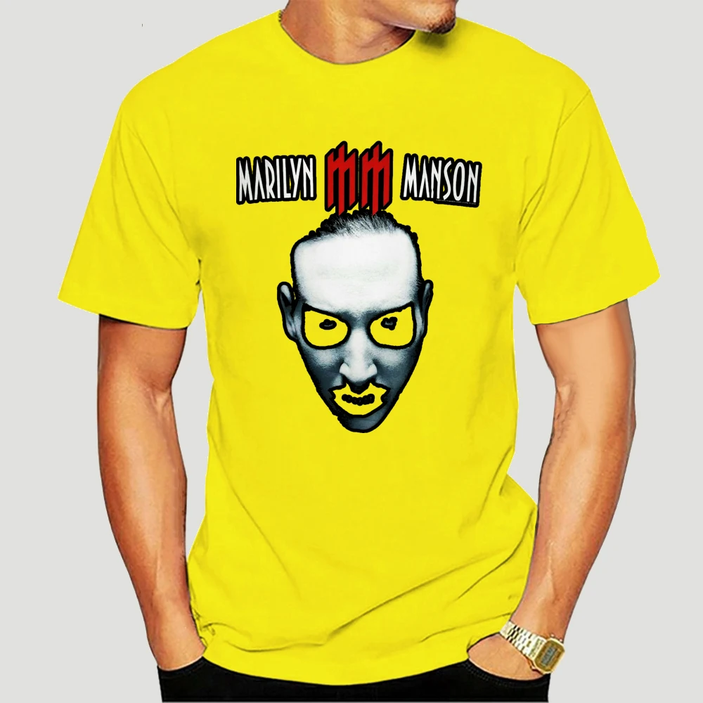 

Marilyn Manson Graphic Rock T-Shirt Premium Cotton Tee Retro O Neck Tee Shirt 6623X