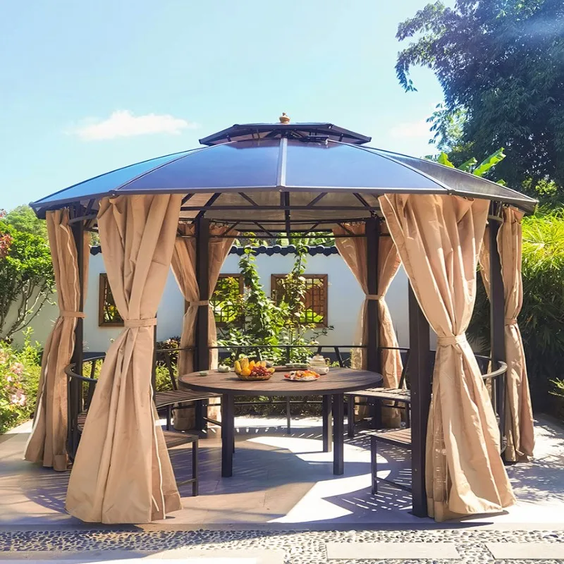 

Outdoor sun panel windproof and waterproof pavilion villa courtyard garden barbecue leisure Roman awning awning