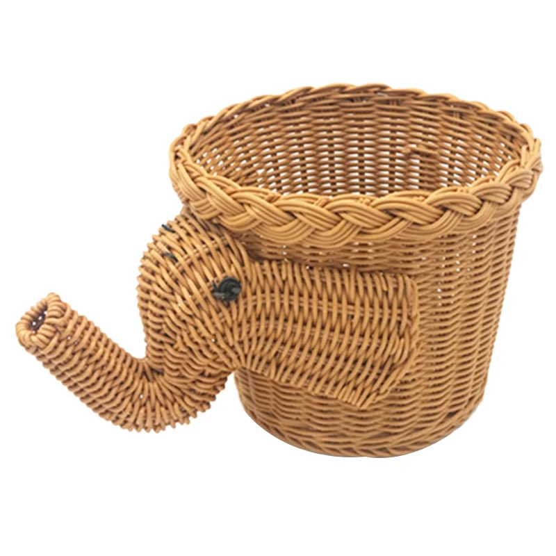 

Handmade Bamboo Elephant Wicker Picnic Basket Food Bread Camping Picnic Basket Bamboo Fruit Storage