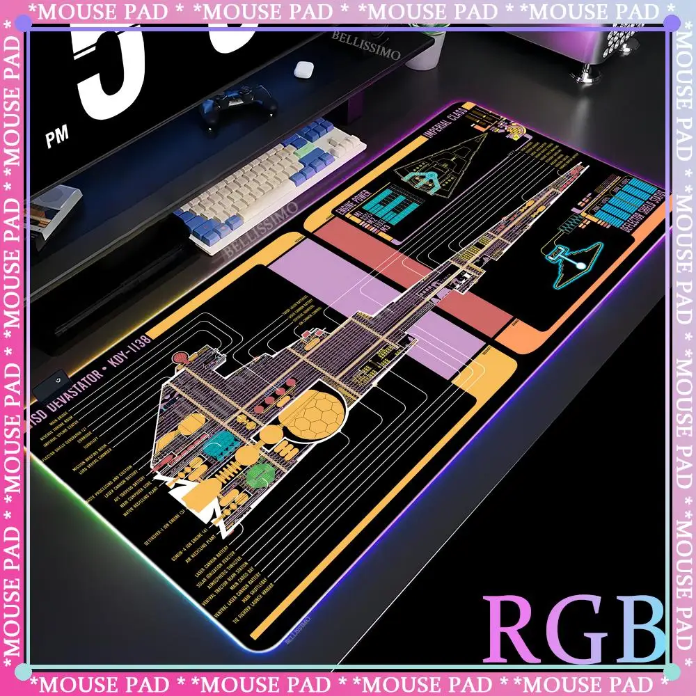 Коврик для мыши со светящимися вставками в виде клавиатуры размера XXXL