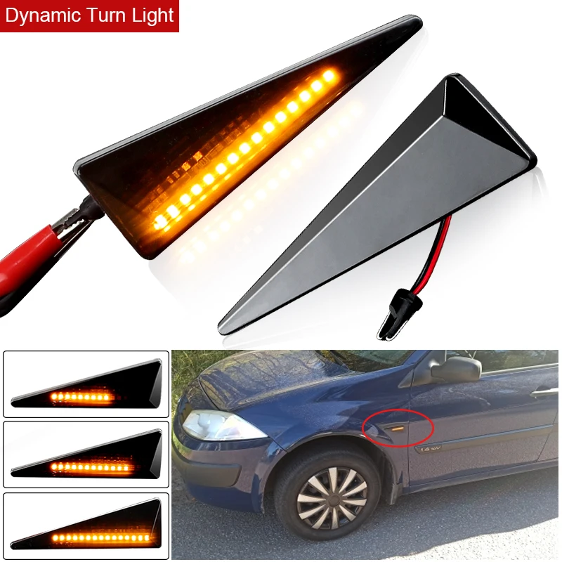 

2pieces Led Dynamic Side Marker Turn Signal Light For Renault Megane MK2 CC Espace MK4 Scenic MK2 Wind Avantime Thalia 2