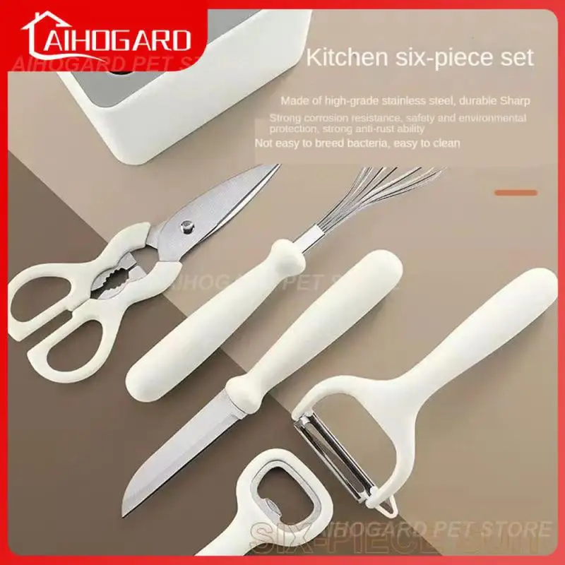 

Белый прочный Фруктовый нож, компактный и Практичный Нож, кухонная утварь, Набор комбинированных кухонных принадлежностей, набор из 6 предметов, нержавеющая сталь