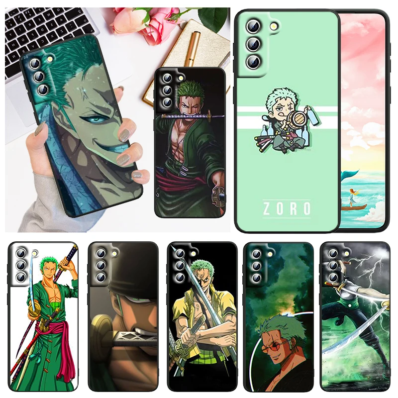 

Anime One Piece Zoro For Samsung Galaxy S22 S21 S20 FE Ultra Pro Lite S10 5G S10E S9 S8 Plus Black Soft Capa Phone Case
