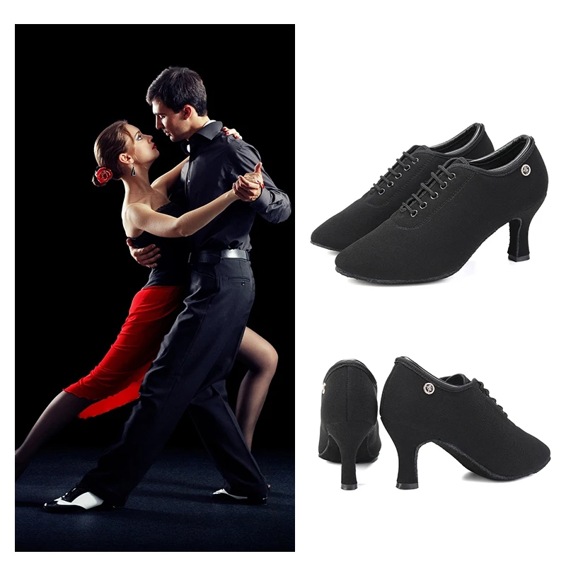 SWDZM Dance Shoes For Women Rubber Sole Black Closed Toe Modern Dance Shoes Ballroom Tango Latin Shoes For Ladies Free Shipping