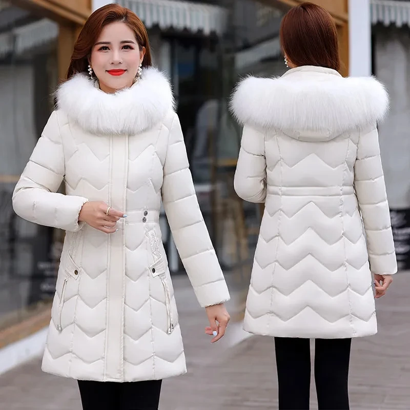 Winter New Down Cotton Coat Women 2022 Fashion Slim All-match Padded Jacket Women Casual Plus Size Thick Warm Fur Collar Parkas