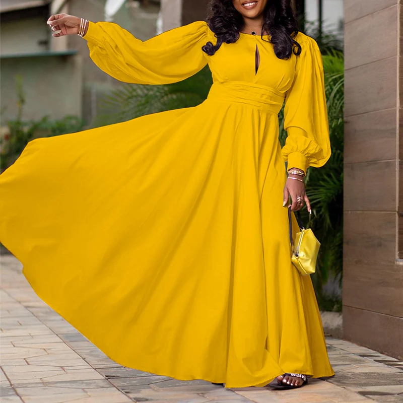 

VONDA 2022 Elegant Dress Spring Solid Long Sleeve Party Dresses Women Sundress Casual O-Neck Bohemian Vestidos A-Lined Robe