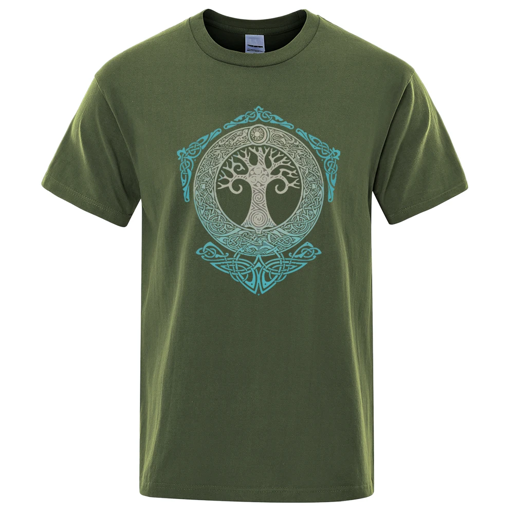 

Yggdrasil T Shirt World Tree Men Tops Fashion Pattern Tee 2021 Summer Brand T-Shirt Odin Aesir Nordic Mythology Men's Tshirt