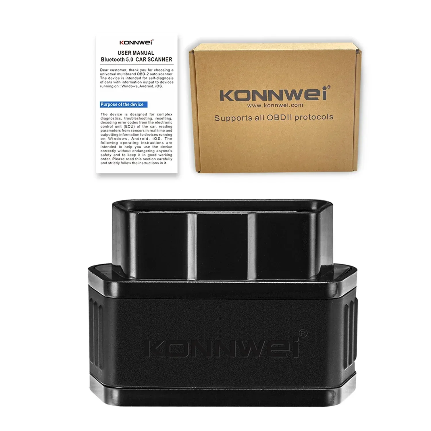 KONNWEI KW903 ELM327 V1 5 Bluetooth 5,0 WIFI 3,0 OBD2 сканер для Android iOS iPhone OBD 2 считыватель автомобильных кодов автомобильный iCar2 (art.: 3920cb47ee78c) - 3920cb47ee78c