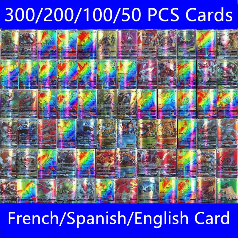 

5-300Pcs French English cartas pokemon francaise Spanish Card Featuring 300 Gx 360 V Max VMAX 100 Tag Team