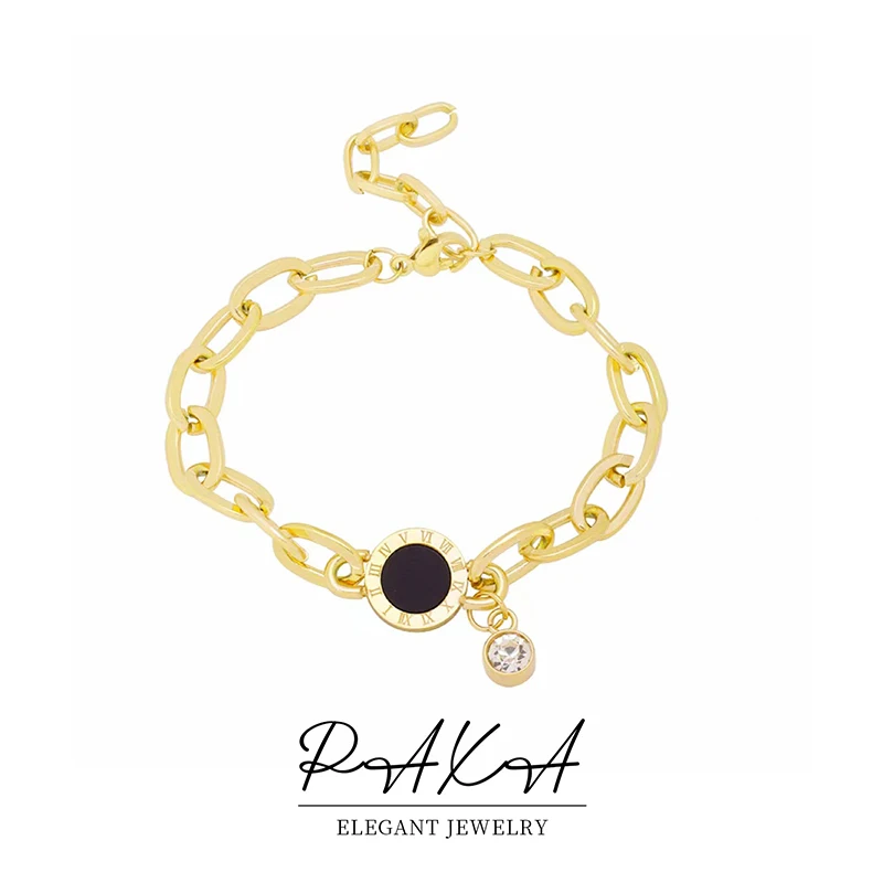 Классический Толстый Браслет PAXA из нержавеющей стали с римскими цифрами для