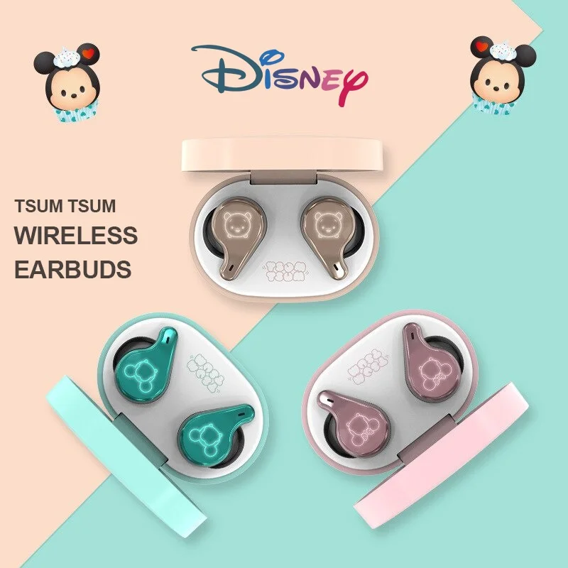 

Розовые Беспроводные сенсорные Игровые наушники с Bluetooth, наушники 100% оригинальные, Микки и Минни Маус, Винни-Пух, милые наушники Disney