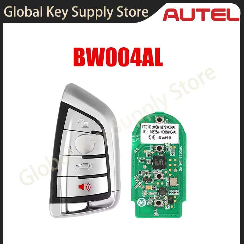 Фото Смарт-ключ Autel BW004AL с 4 кнопками для BMW Ikeybw004al, программируется с помощью Maxiim Km100 E Key Programmer, дизайн Razor. №1