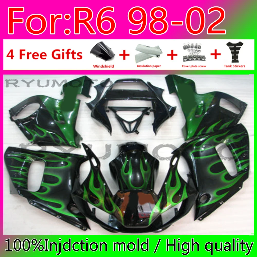 

Motorcycle Injection whole ABS Fairing Bodywork For Yamaha YZF R6 1999 2000 2001 2002 Fairings green
