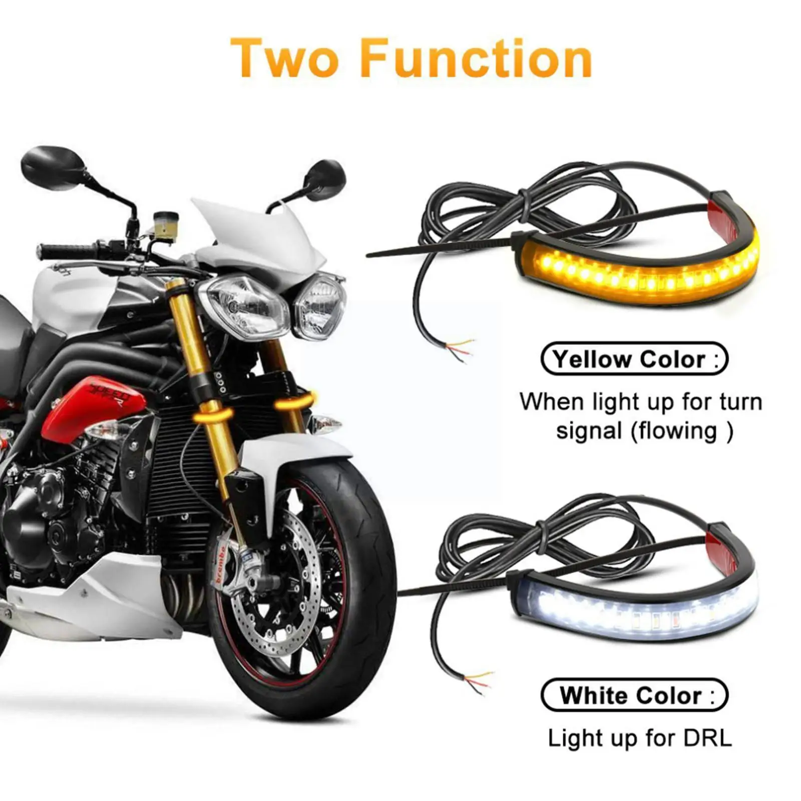 

12v Motorcycle Amber Turning Water Signal Light Universal Brake Signal Integrated Bright Tail Light Turn Strip Stop Super F L6z0