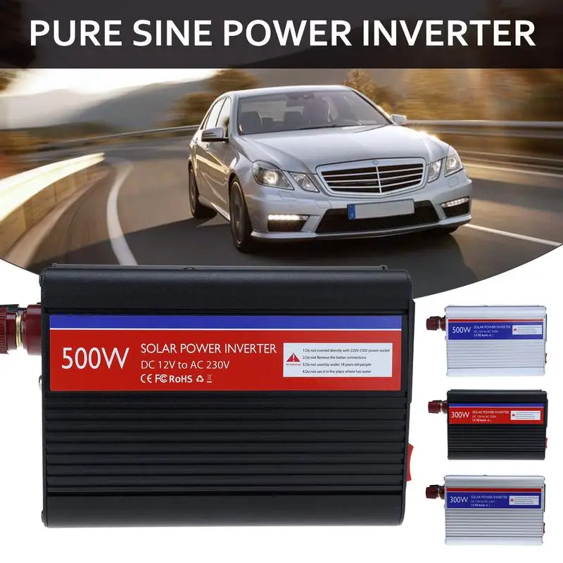 

300W/500W DC 12V To AC 230V Portable Car Power Inverter Charger Converter Adapter Universal Socket 2.1A USB Auto Accessories