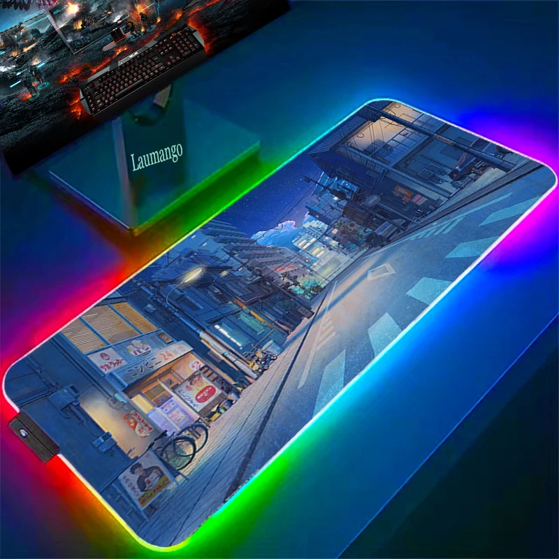 

Japan Neon Mouse Mat Gaming Accessories Office Accessory Extended Pad Mausepad Game Mats Gamer Keyboard Computer Mousepad Stitch