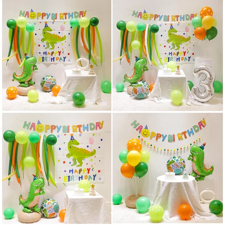 

Ins мальчик динозавр день рождения декорации Юрского периода зеленый оранжевый цвет